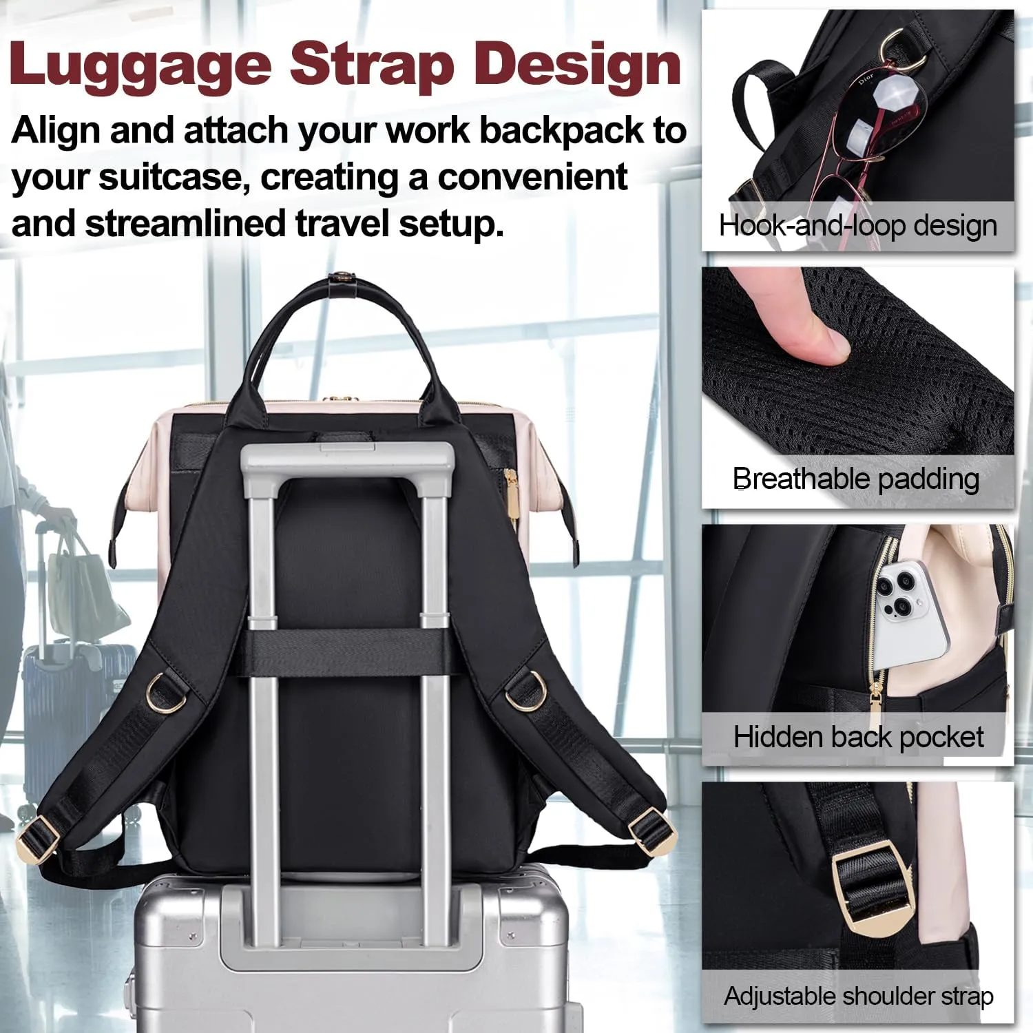 Lunch Backpack for Women, 15.6 inch Laptop Backpacks for Womens, Work Backpacks with Lunchbox,Insulated Back pack Cooler,Teacher Nurse Travel Backpack for Women