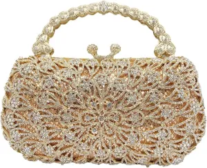 Luxury Flowers Women Crystal Evening Clutch Bags Glitter Rhinestones Top-Handle Handbags and Purses for Party Wedding
