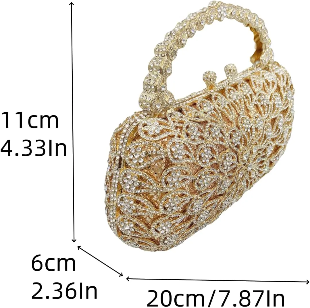 Luxury Flowers Women Crystal Evening Clutch Bags Glitter Rhinestones Top-Handle Handbags and Purses for Party Wedding