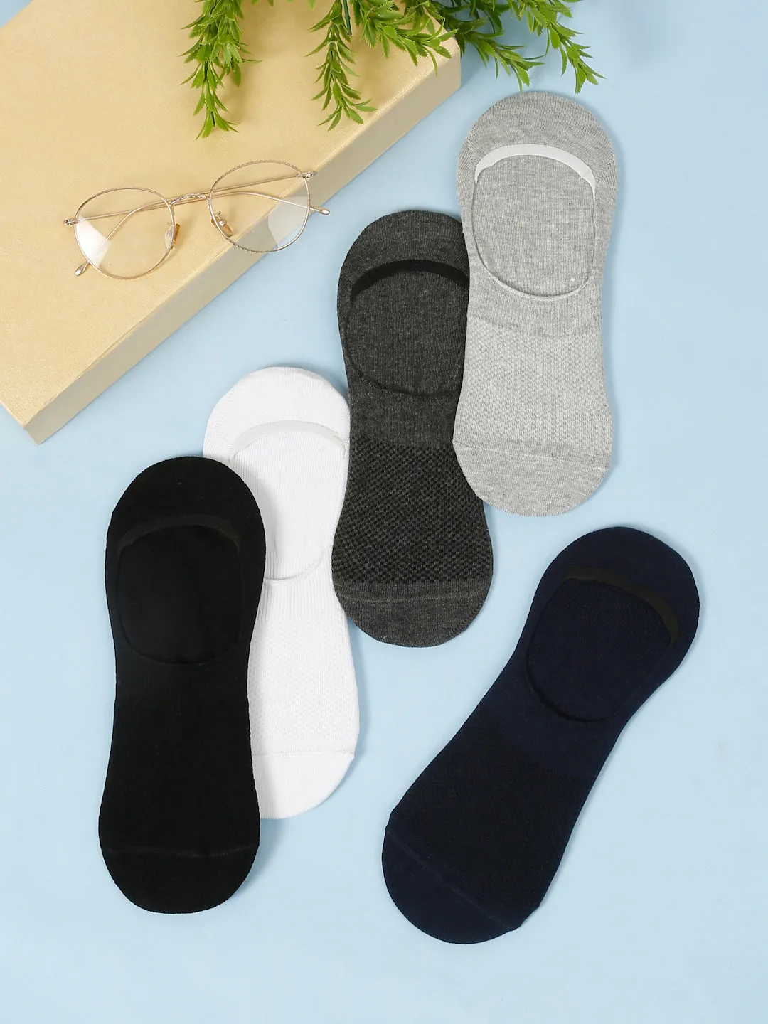 Luxury No Show Bamboo Cotton Socks (Pack Of 5)