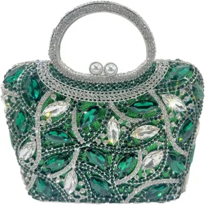 Luxury Rhinestone Evening Bag for Women Colorful Crystal Clutch Top Handle Sparkly Bridal Handbag for Party Wedding