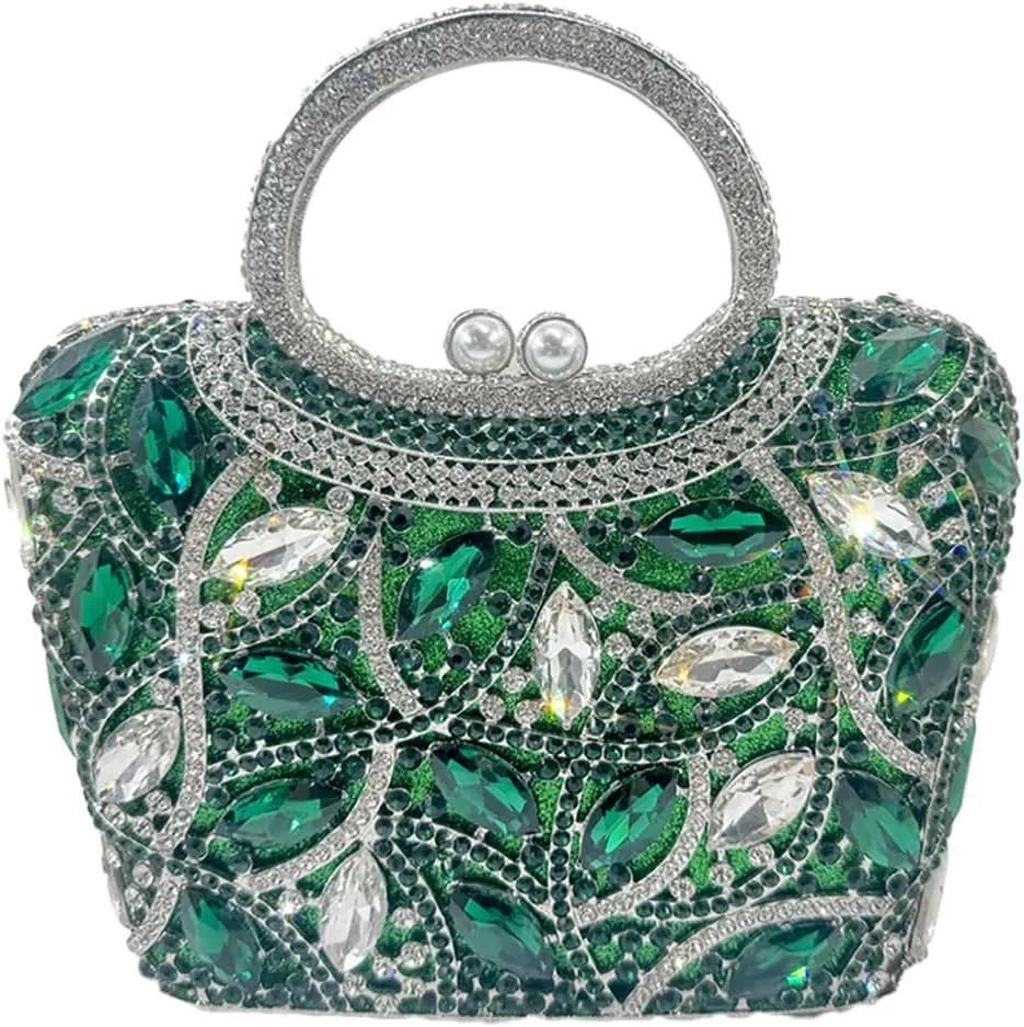 Luxury Rhinestone Evening Bag for Women Colorful Crystal Clutch Top Handle Sparkly Bridal Handbag for Party Wedding