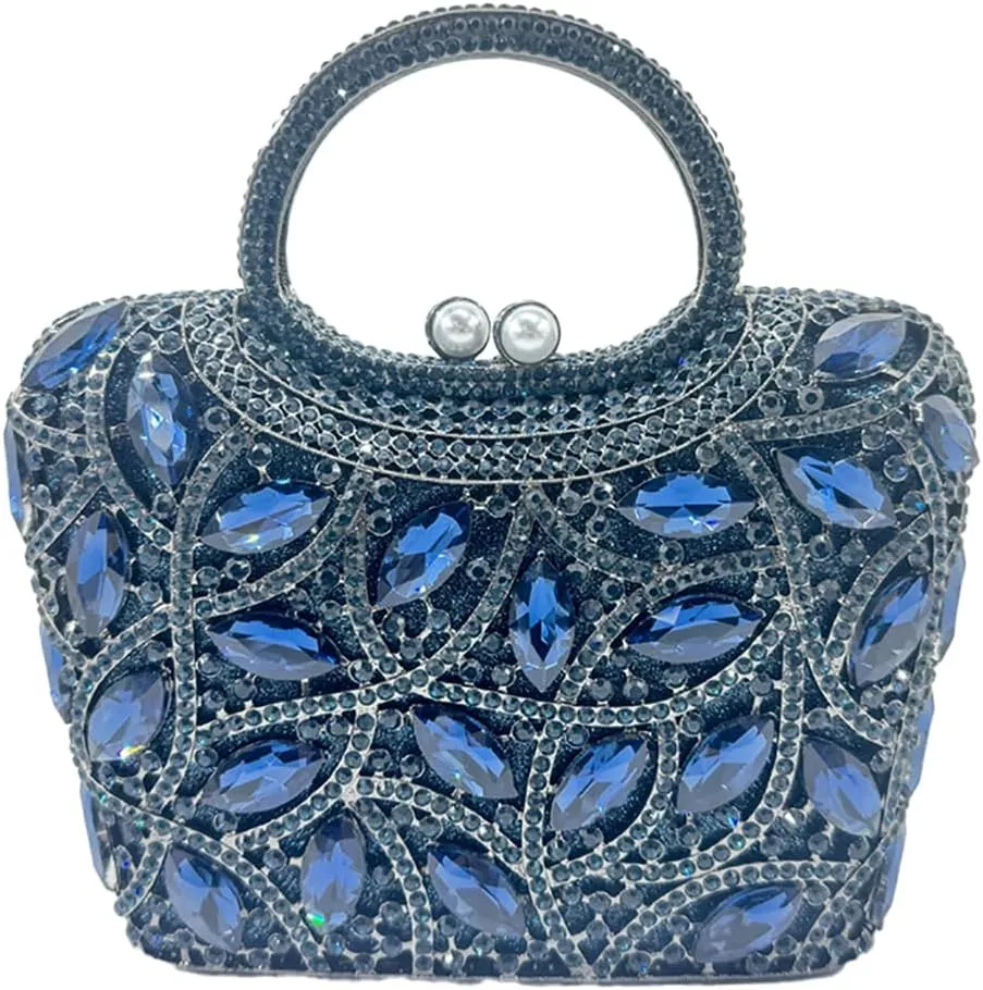 Luxury Rhinestone Evening Bag for Women Colorful Crystal Clutch Top Handle Sparkly Bridal Handbag for Party Wedding