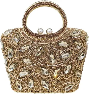 Luxury Rhinestone Evening Bag for Women Colorful Crystal Clutch Top Handle Sparkly Bridal Handbag for Party Wedding