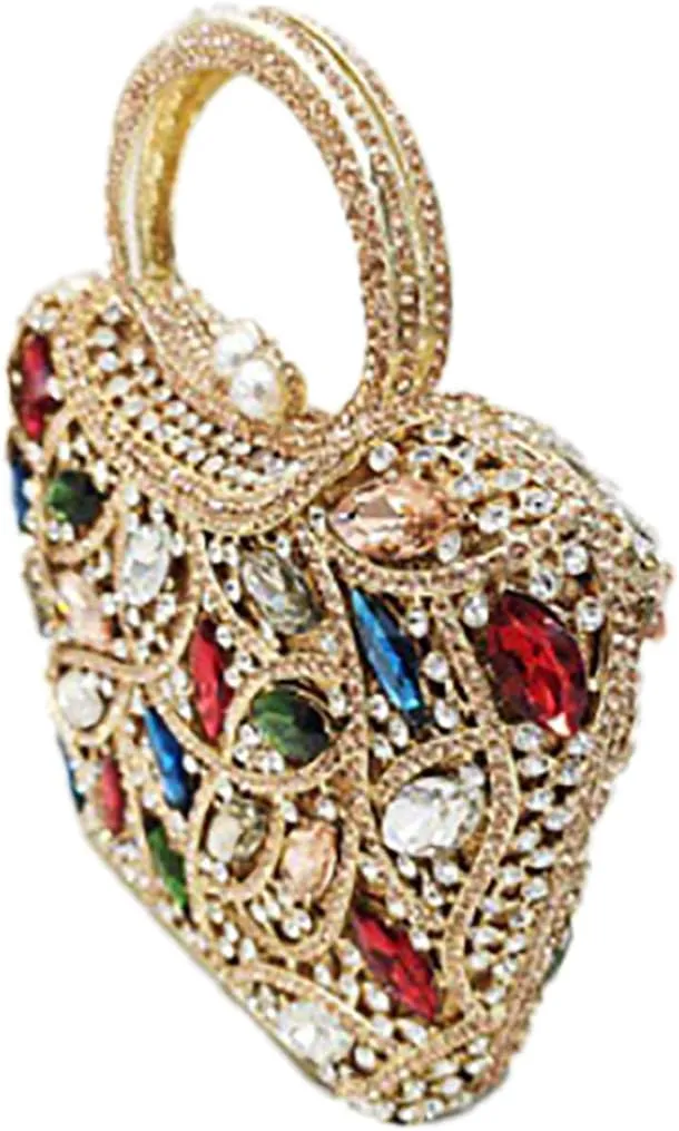 Luxury Rhinestone Evening Bag for Women Colorful Crystal Clutch Top Handle Sparkly Bridal Handbag for Party Wedding