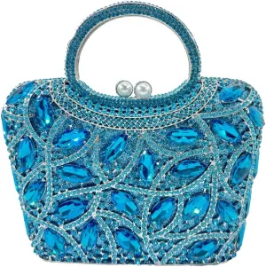 Luxury Rhinestone Evening Bag for Women Colorful Crystal Clutch Top Handle Sparkly Bridal Handbag for Party Wedding