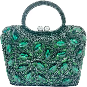 Luxury Rhinestone Evening Bag for Women Colorful Crystal Clutch Top Handle Sparkly Bridal Handbag for Party Wedding