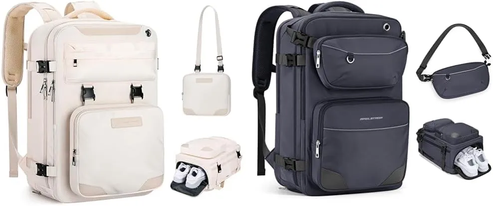 Maelstrom 25L 17" Laptop & 35L 17" Laptop Backpacks for Men Women with Detachable Belt Bags, Shoe Compartments & Waterproof Carry On Backpack for Airplane Travel