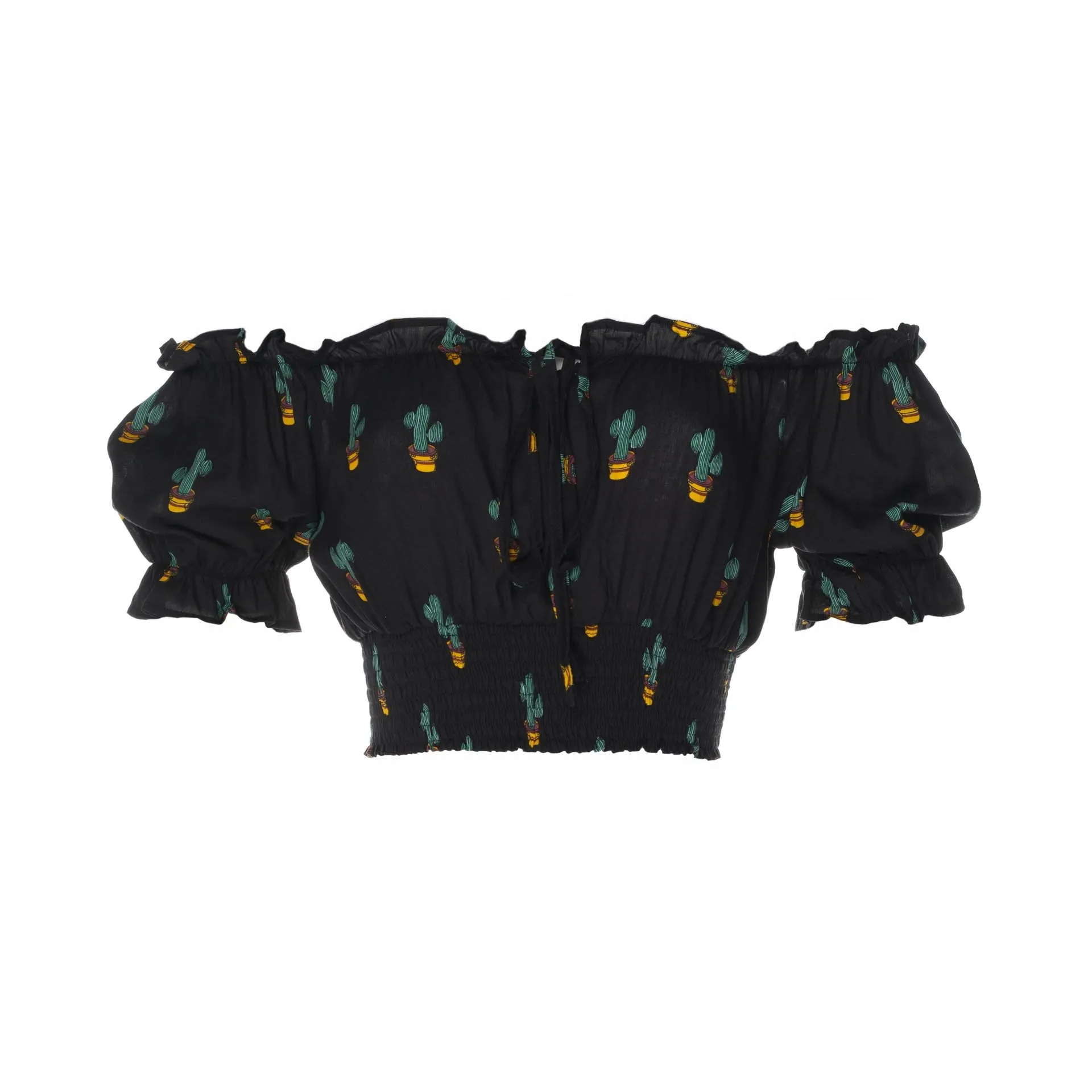 March, Tropical Cactus Black, Cropped Top