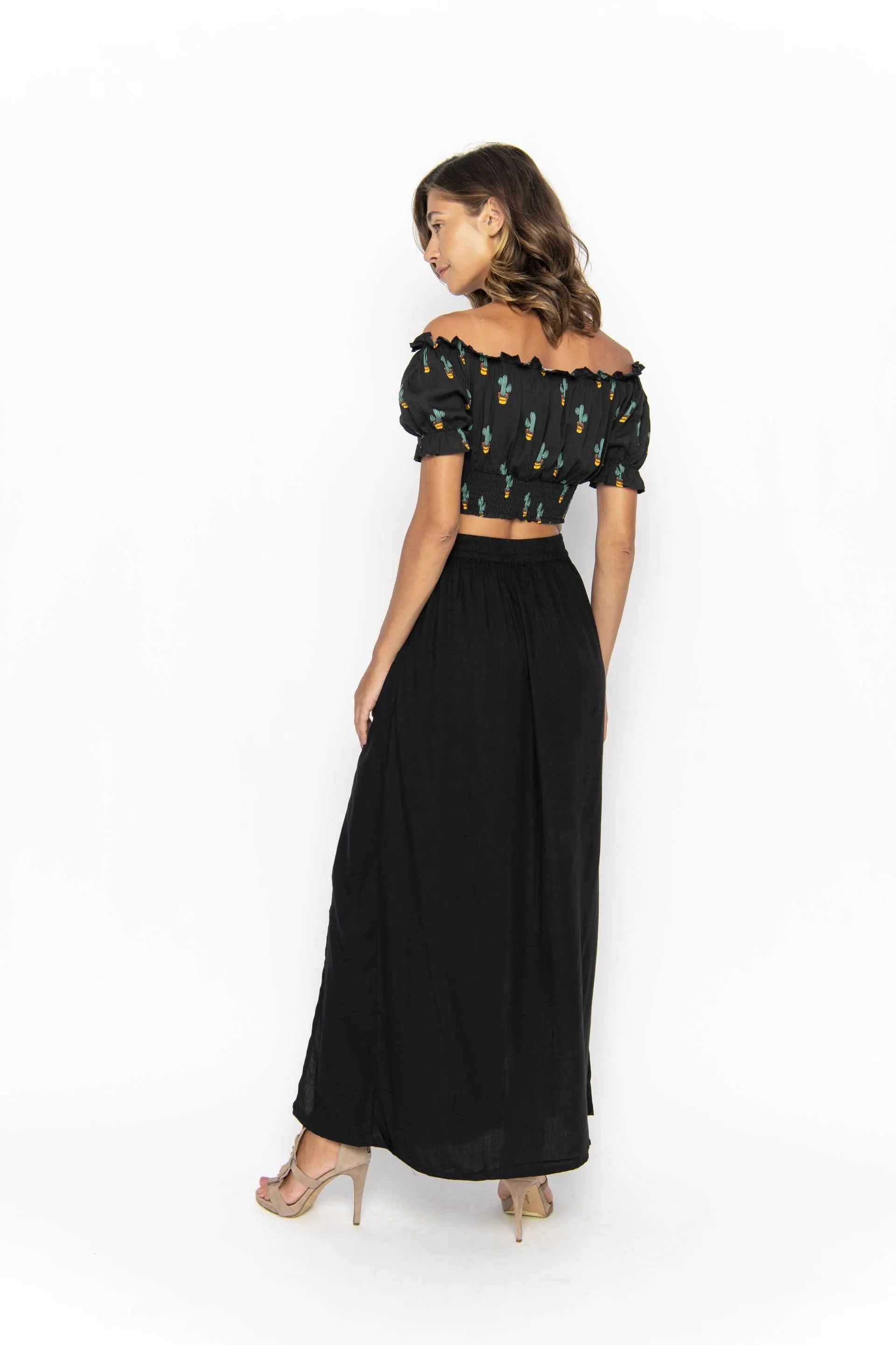 March, Tropical Cactus Black, Cropped Top