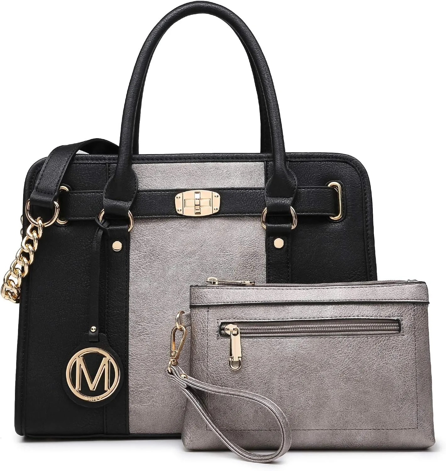 Marco M Kelly Women's Satchel Handbags Top Handle Stylish Purse Vegan Leather Shoulder Bags for Women Wallet Set