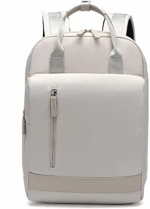 Men's and women's shoulder bag daypack schoolbag fashion waterproof charging 15.6 inch laptop backpacks (Beige)