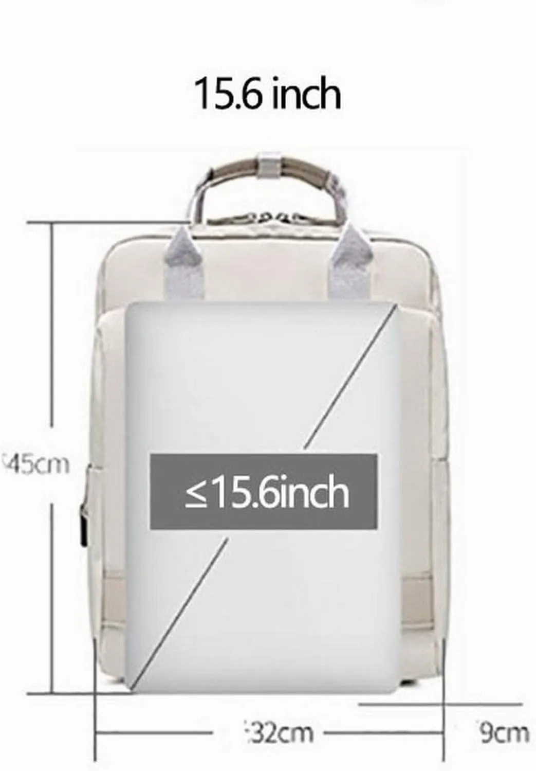 Men's and women's shoulder bag daypack schoolbag fashion waterproof charging 15.6 inch laptop backpacks (Beige)