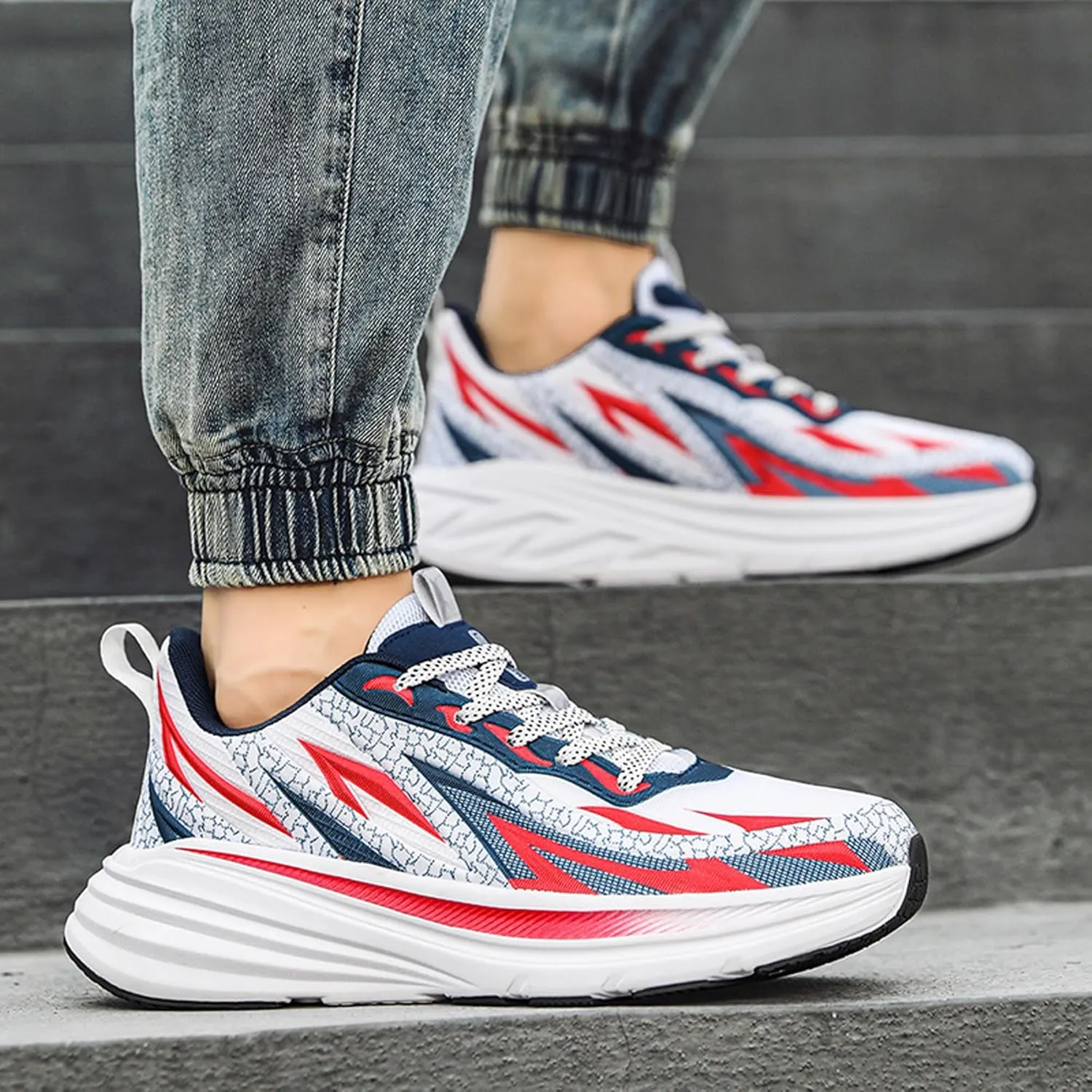 Men's High Top Lace Up Anti Slip Graffiti Basketball Shoes, Arch Support Casual Men's Breathable Running Shoes, Fitness Cushioning Training Shoes