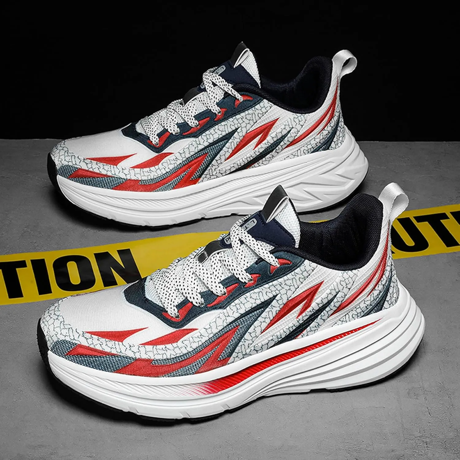 Men's High Top Lace Up Anti Slip Graffiti Basketball Shoes, Arch Support Casual Men's Breathable Running Shoes, Fitness Cushioning Training Shoes