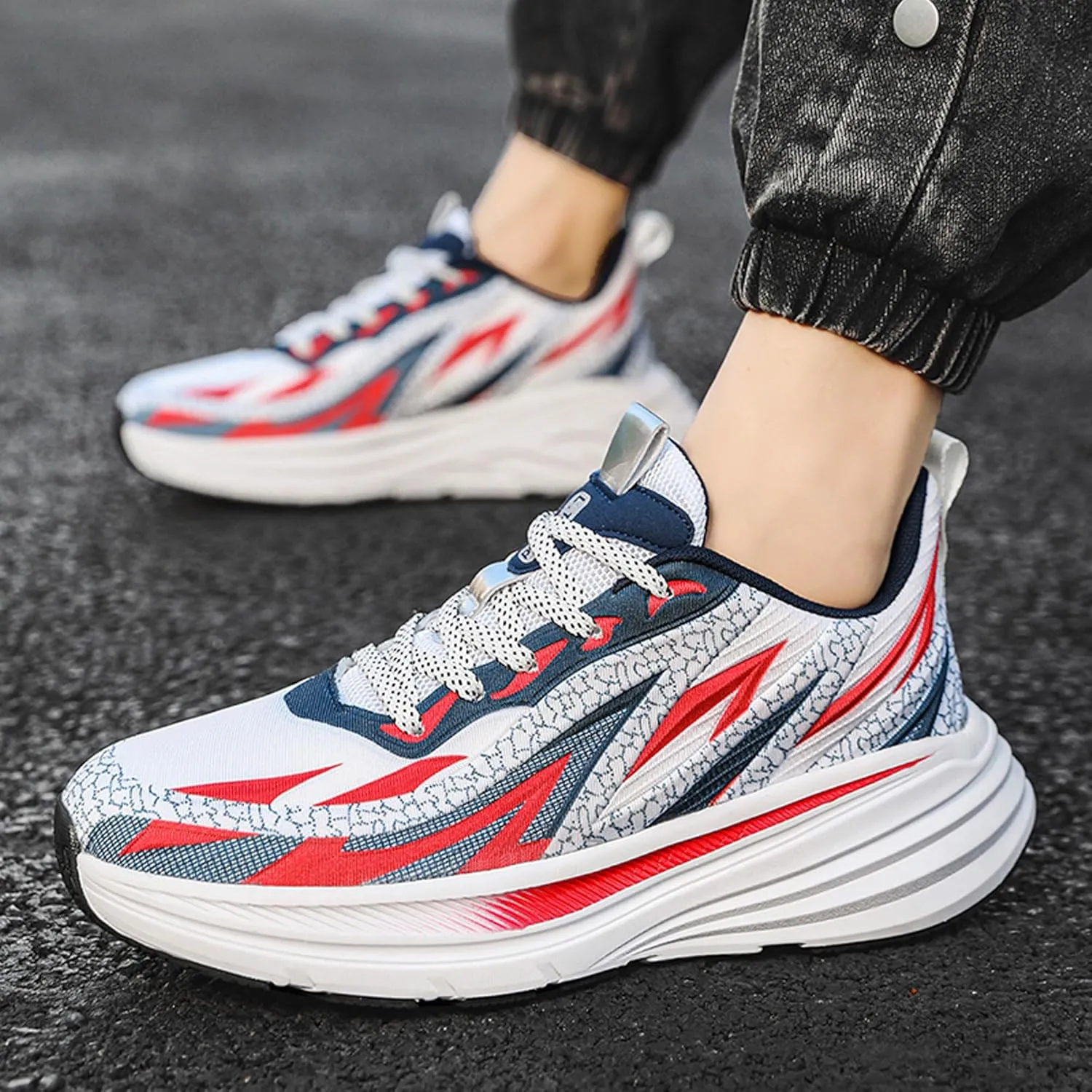 Men's High Top Lace Up Anti Slip Graffiti Basketball Shoes, Arch Support Casual Men's Breathable Running Shoes, Fitness Cushioning Training Shoes