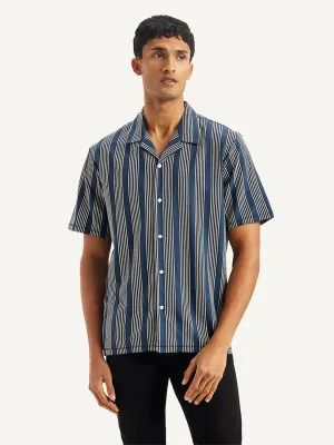 Men's Striped Regular Fit Camp Shirt