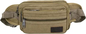 Messenger Bag Vintage Canvas Shoulder Bag for All Purpose Use Waist Bags Outdoor Sport Fanny Pack (Khaki, One Size)