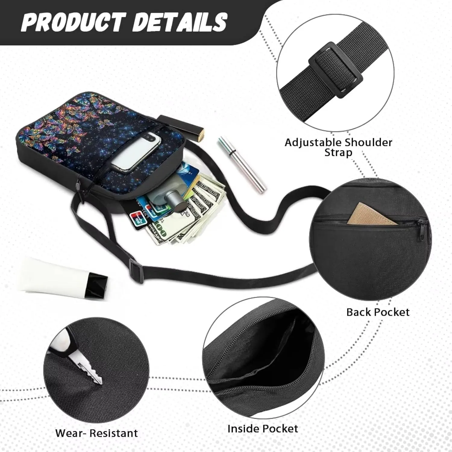 Messenger Bags for Travel Crossbody Shoulder Bags with Pockets Custom Satchel Bag for Phone