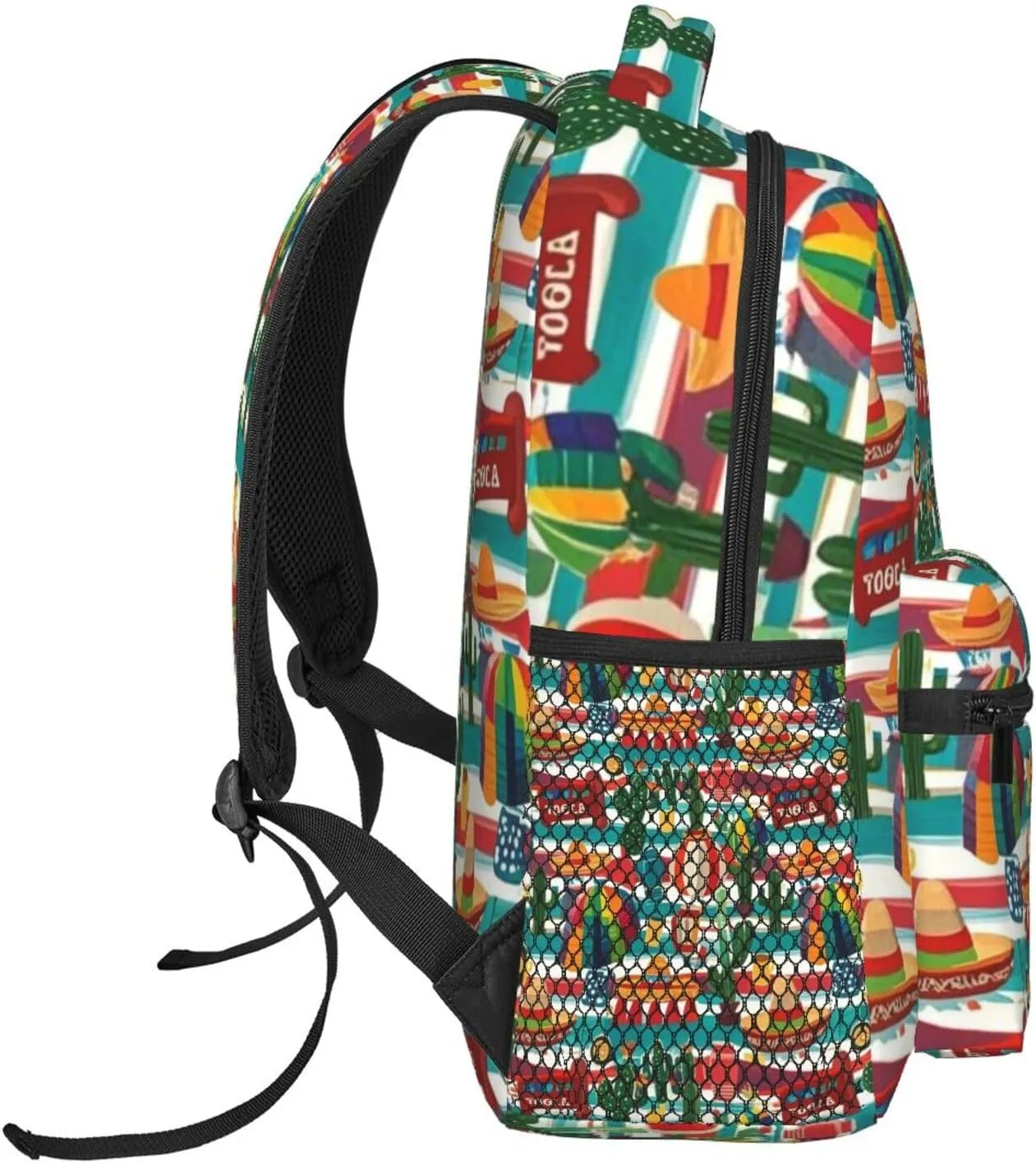 Mexican Loteria Striped Cactus Adult Backpacks 15 Inch Laptop Backpack Double Shoulder Bag for Work Travel Gifts