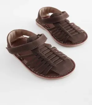 NEXT Chocolate Brown Standard Leather Closed Toe Sandals Size 8
