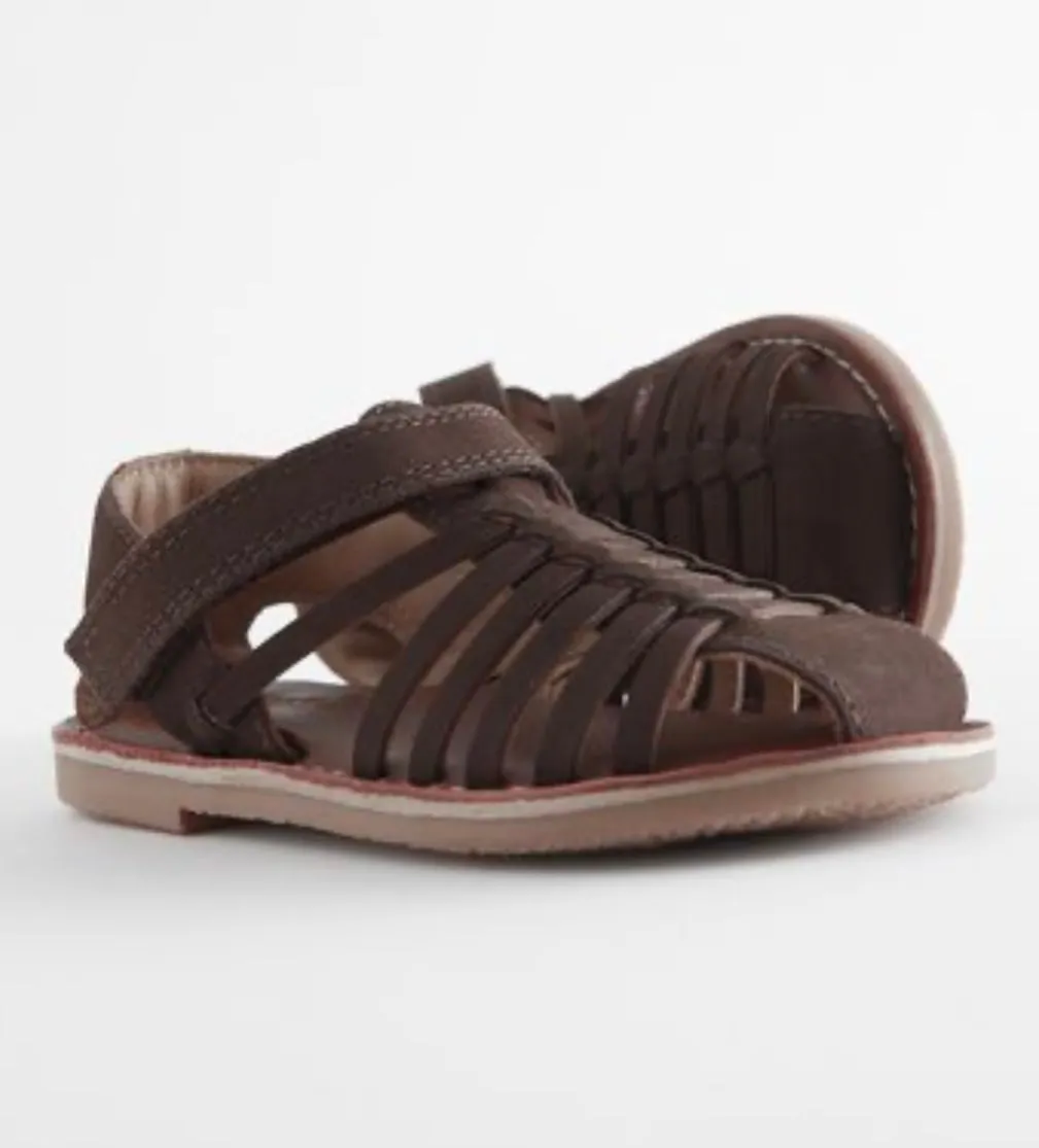 NEXT Chocolate Brown Standard Leather Closed Toe Sandals Size 8