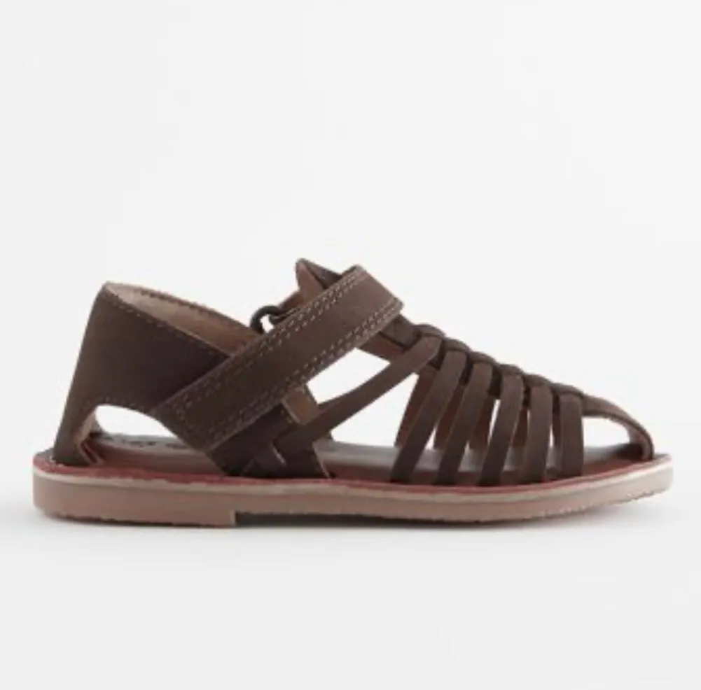 NEXT Chocolate Brown Standard Leather Closed Toe Sandals Size 8