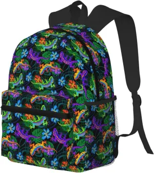 Novastar Travel Laptop Backpack for Men Women - Artistic Colorful Gecko Lizard Backpack for Work with Adjustable Straps - Water Resistant Beach Backpack, Travel Backpack with Laptop Compartment