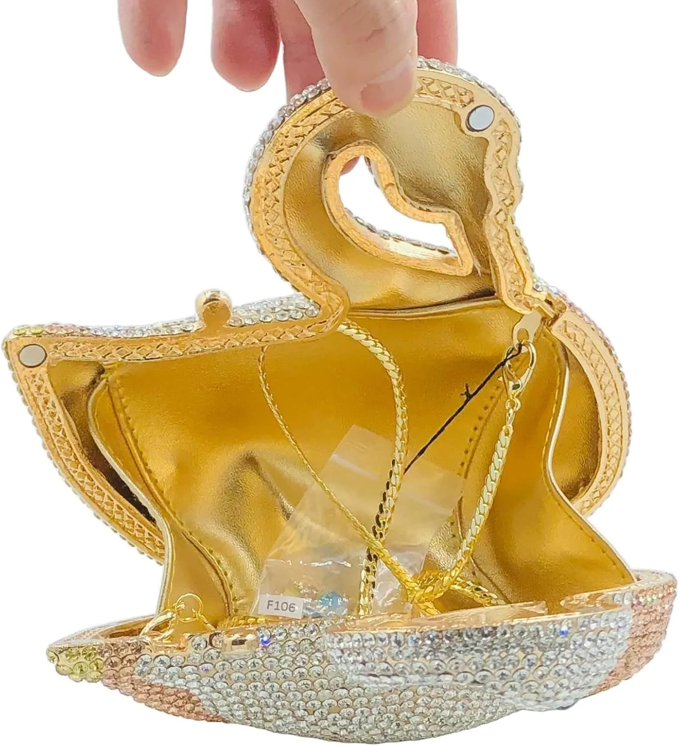Novelty Swan Crystal Clutch Women Evening Bag and Clutches Party Prom Wedding Handbags Rhinestone Clutch Purses,Mini
