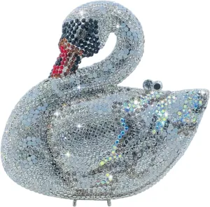 Novelty Swan Crystal Clutch Women Evening Bag and Clutches Party Prom Wedding Handbags Rhinestone Clutch Purses,Mini