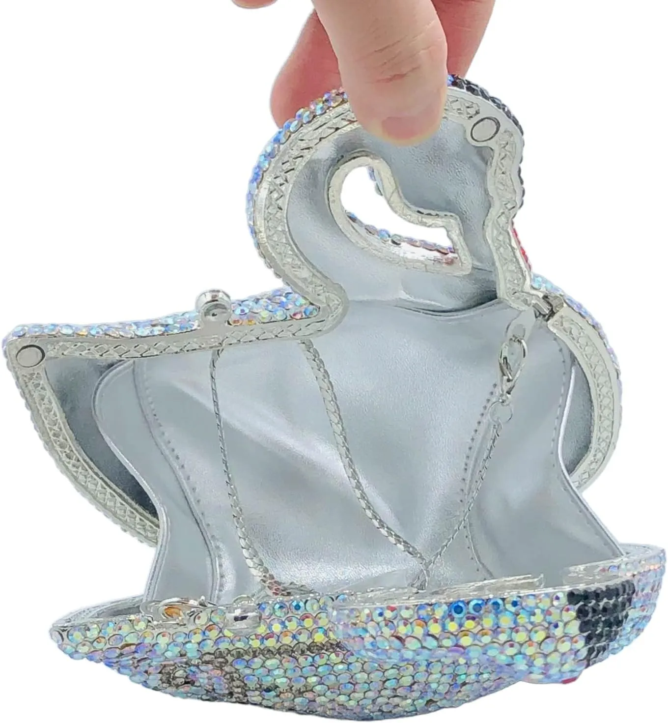 Novelty Swan Crystal Clutch Women Evening Bag and Clutches Party Prom Wedding Handbags Rhinestone Clutch Purses,Mini