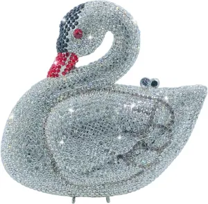Novelty Swan Crystal Clutch Women Evening Bag and Clutches Party Prom Wedding Handbags Rhinestone Clutch Purses,Mini