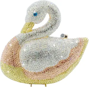 Novelty Swan Crystal Clutch Women Evening Bag and Clutches Party Prom Wedding Handbags Rhinestone Clutch Purses,Mini