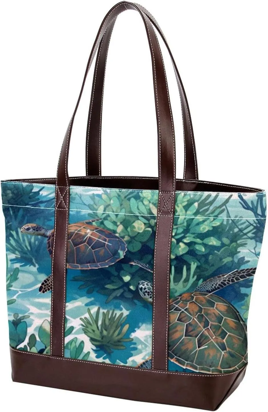 Ocean Turtle-256 Tote Bags Durable Leather Canvas Purses and Handbags for Women Top Handle Shoulder Satchel Hobo Bags