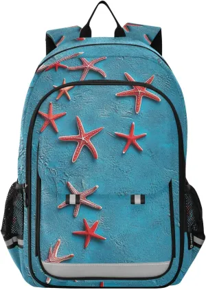 ODAWA Blue Textured with Starfish Laptop Backpack Purse Backpacks for High Schoolers Bookbag for School