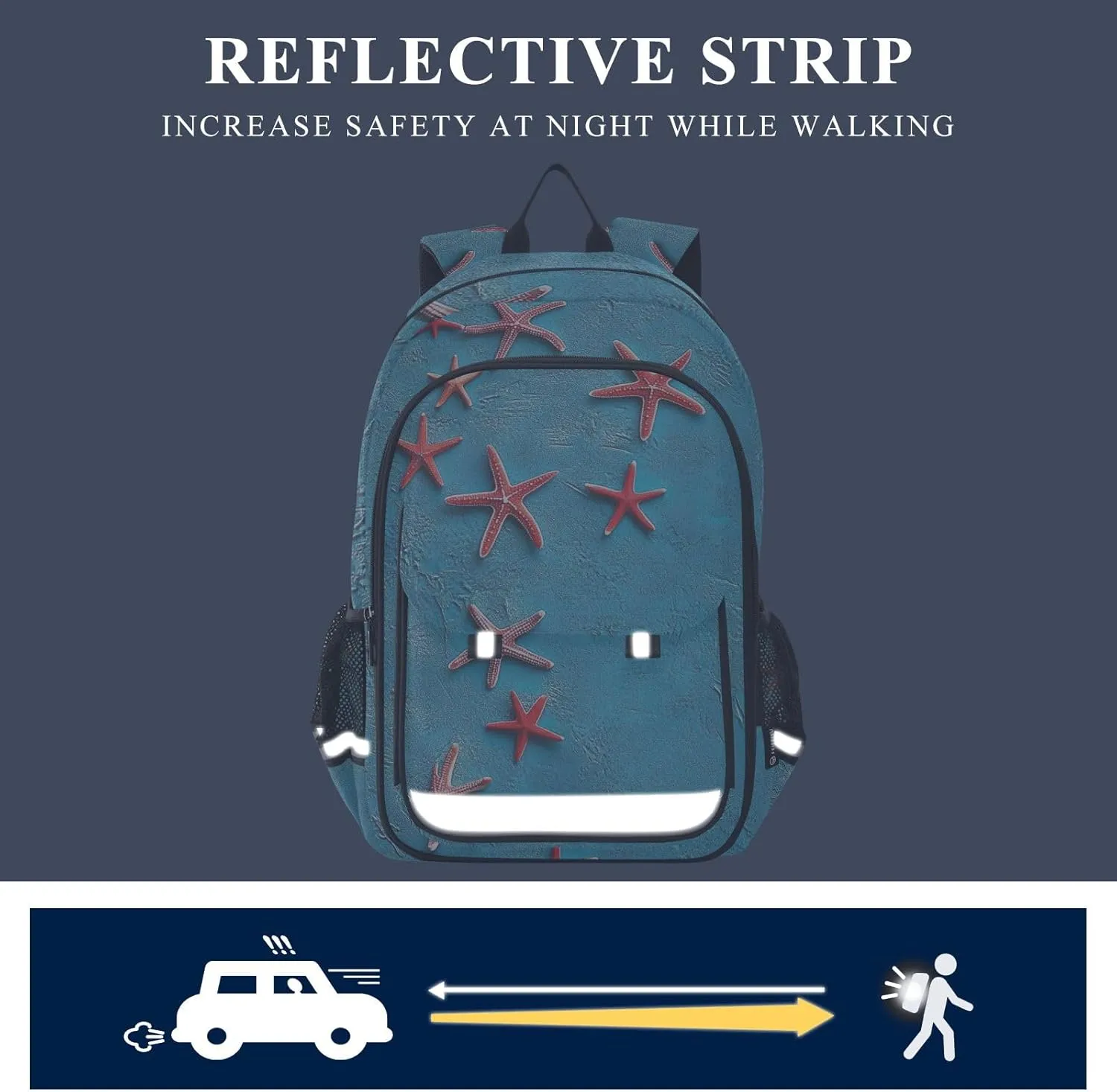 ODAWA Blue Textured with Starfish Laptop Backpack Purse Backpacks for High Schoolers Bookbag for School