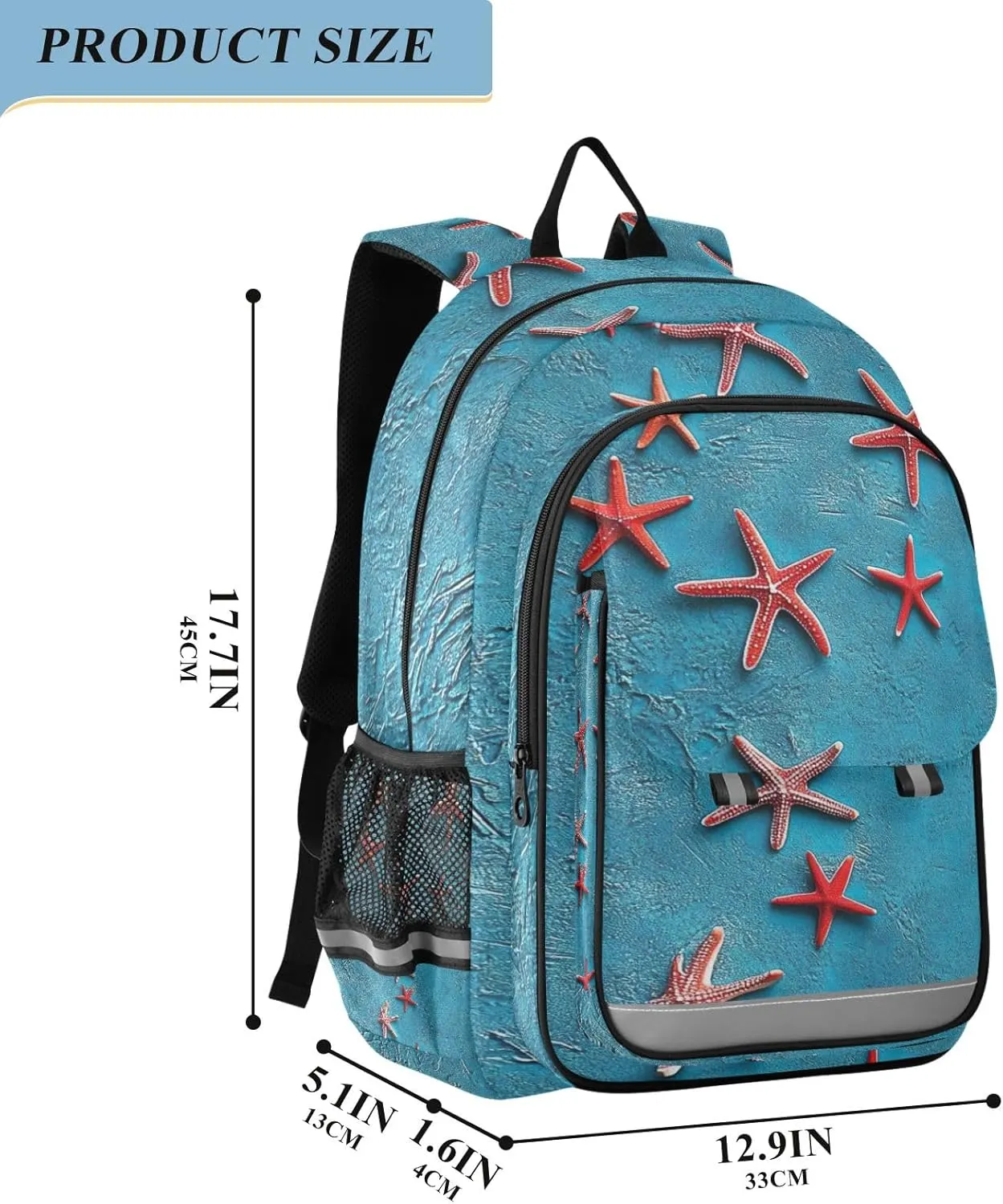 ODAWA Blue Textured with Starfish Laptop Backpack Purse Backpacks for High Schoolers Bookbag for School