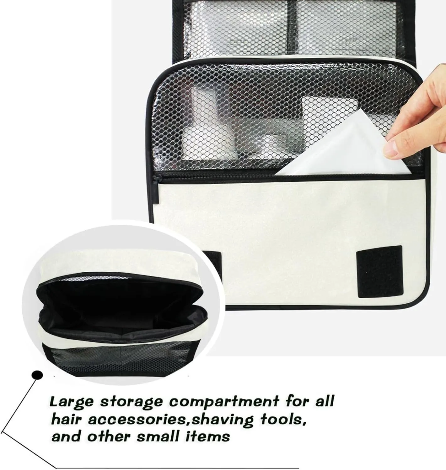 ODAWA Ivory Toiletry Bag Large Capacity Hanging Cosmetic Case Spacious Toiletry Bag for Women and Men