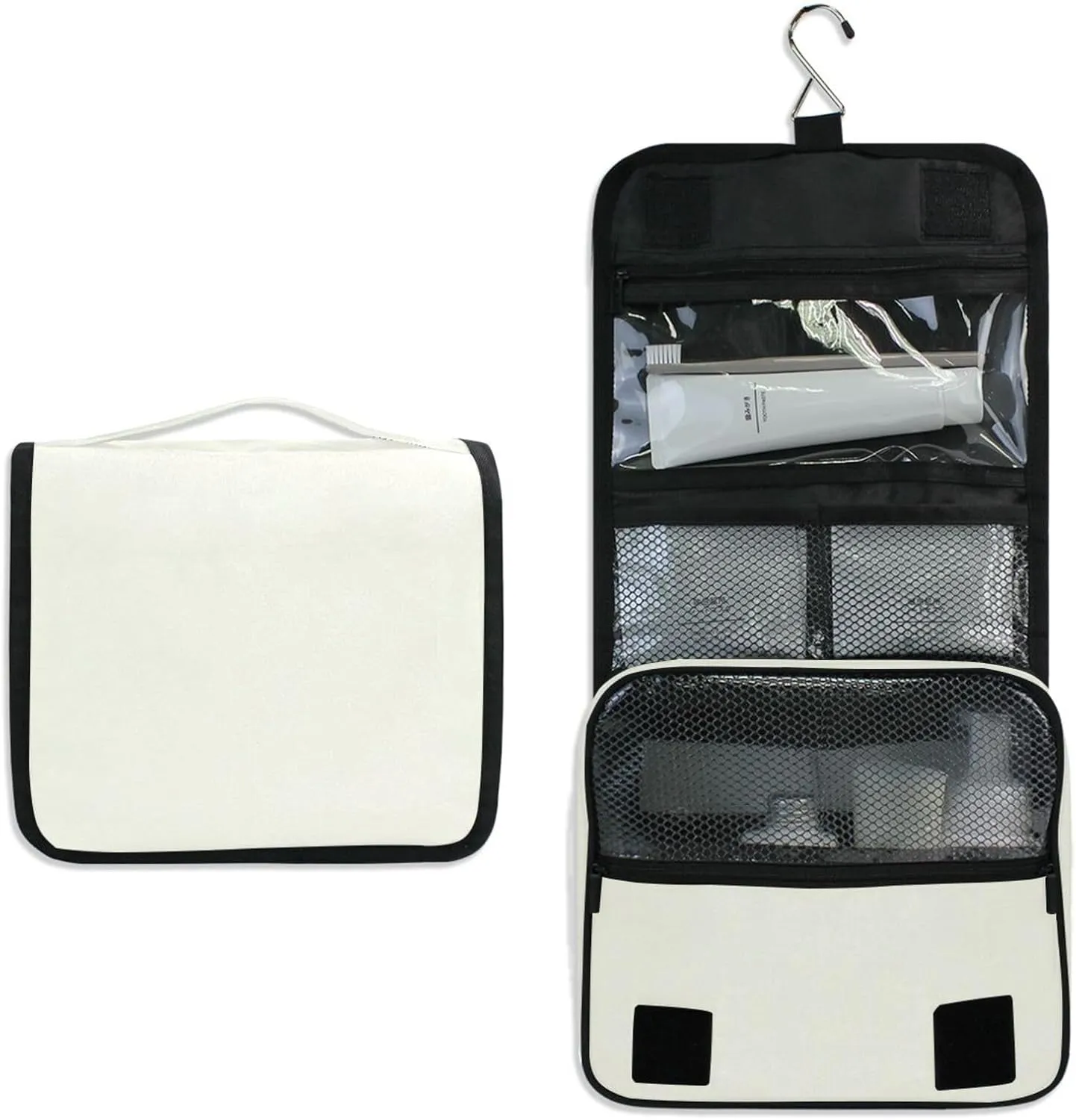 ODAWA Ivory Toiletry Bag Large Capacity Hanging Cosmetic Case Spacious Toiletry Bag for Women and Men