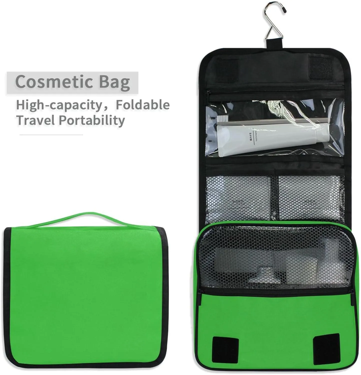 ODAWA Ivy Green Toiletry Bags Makeup Organizer with Hook Spacious Toiletry Bag for Women and Men