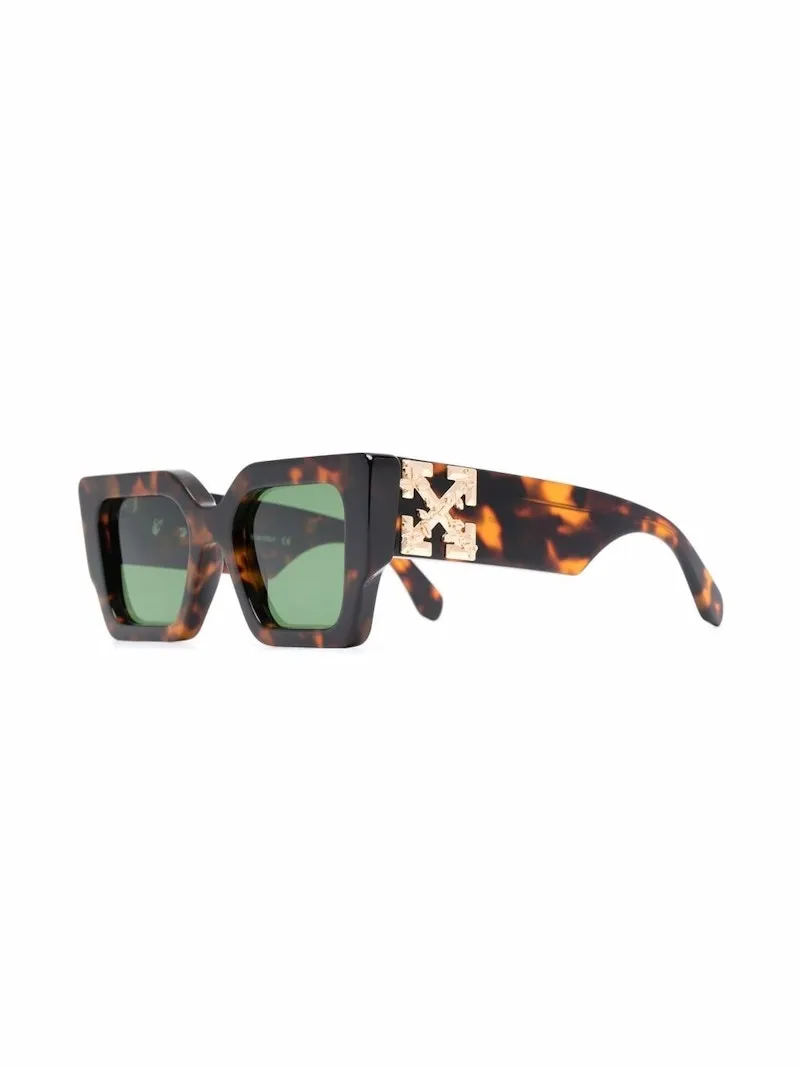 Off-White Catalina Rectangular Frame Sunglasses Brown/Green/Gold
