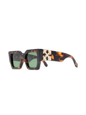 Off-White Catalina Rectangular Frame Sunglasses Brown/Green/Gold