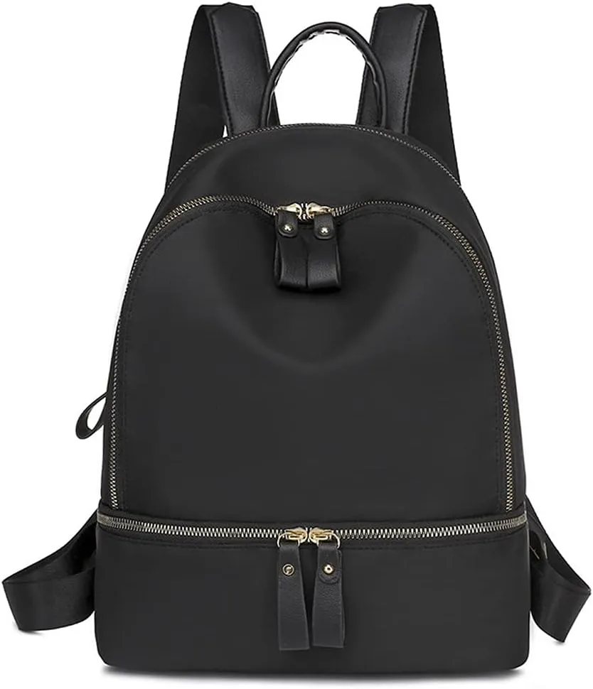 Oxford cloth women's backpack, simple large-capacity women's bags, casual travel lightweight backpacks (Black)