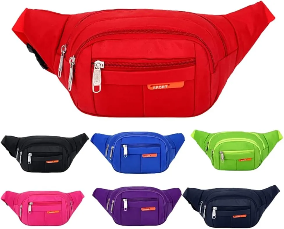 PacificPlex Womens Unisex Nylon Canvas Fanny Pack Waist Money Wallet Belt Travel Hiking Bag Secure Everywhere Theme Park Festival Hip Pouch For Essentials