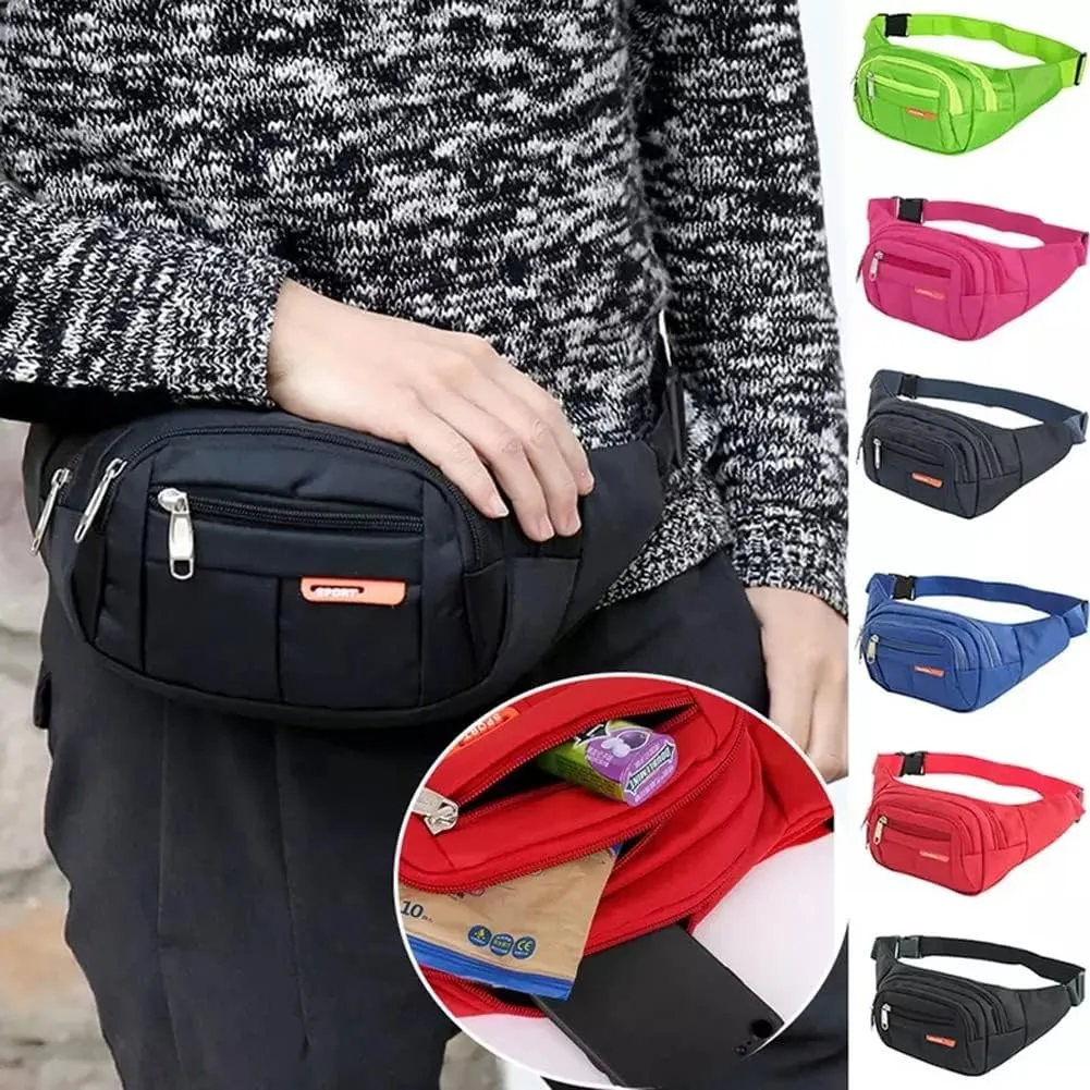 PacificPlex Womens Unisex Nylon Canvas Fanny Pack Waist Money Wallet Belt Travel Hiking Bag Secure Everywhere Theme Park Festival Hip Pouch For Essentials