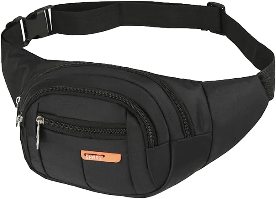 PacificPlex Womens Unisex Nylon Canvas Fanny Pack Waist Money Wallet Belt Travel Hiking Bag Secure Everywhere Theme Park Festival Hip Pouch For Essentials