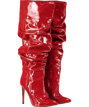 Paris Texas Red 110mm Patent-leather Slouchy Boots UK 7 EU 40 