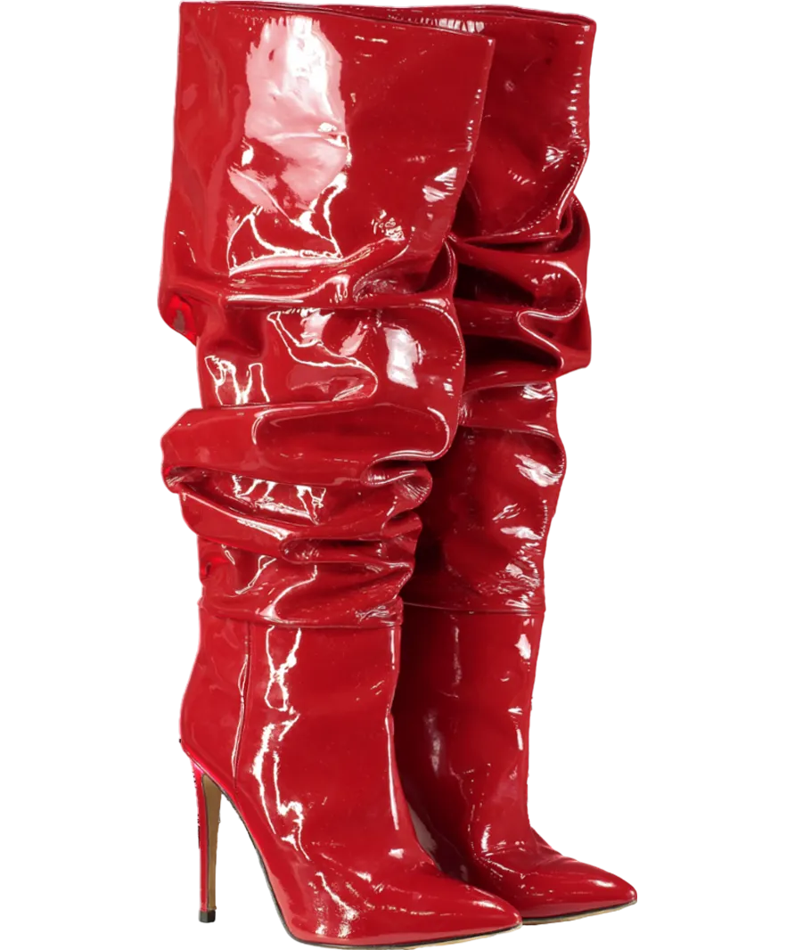 Paris Texas Red 110mm Patent-leather Slouchy Boots UK 7 EU 40 