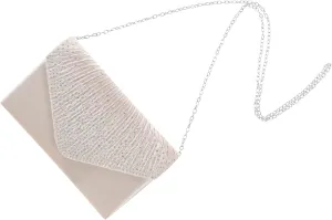 PartyKindom Elegant Polyester Clutch Purse for Women Wedding Evening Bag Ab Embroidery and Rhinestones
