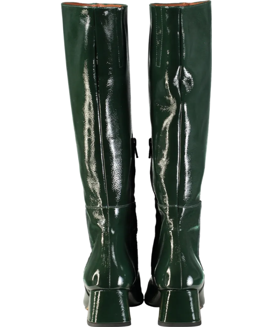 Penelope Chilvers Green Sinatra Patent Leather Boot UK 4 EU 37 